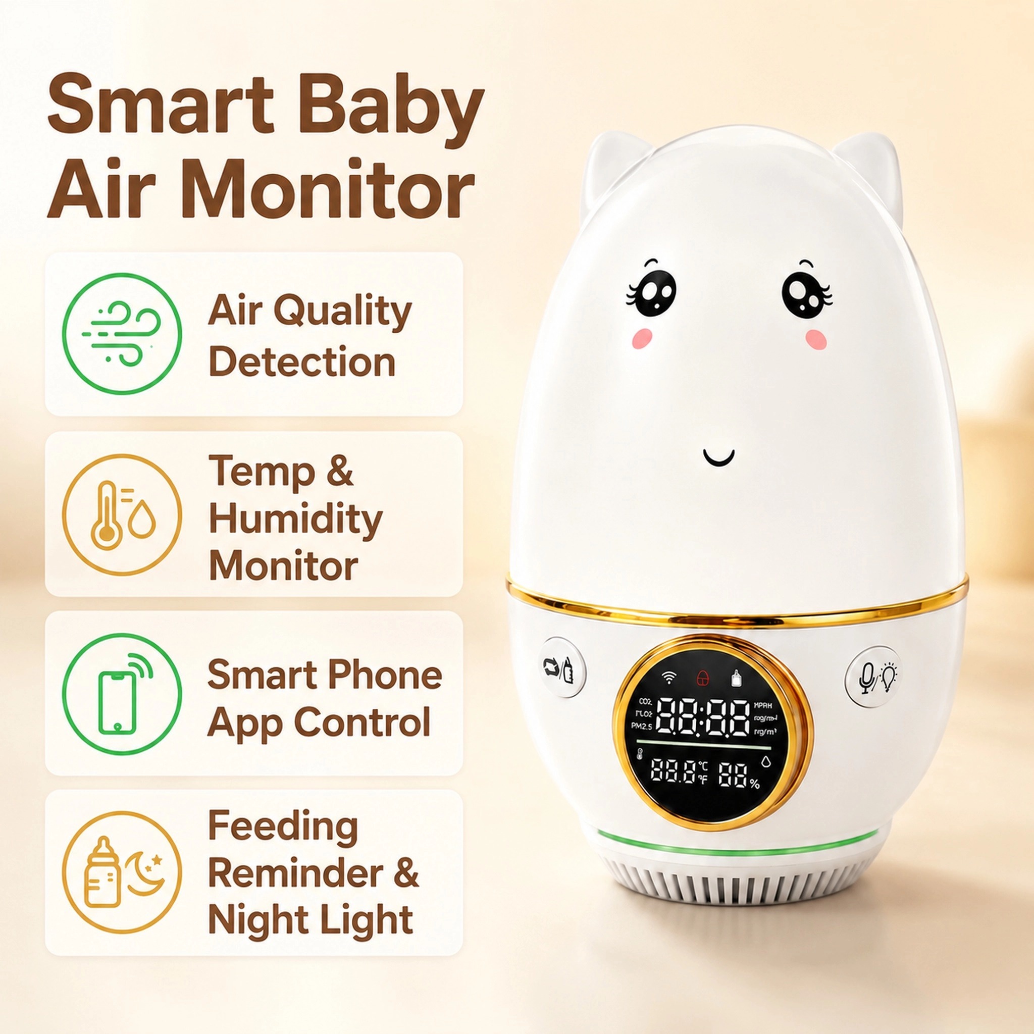 Baby Nursery And Co - Monitor dla dzieci HoldPeak CO₂±50ppm Temp±1