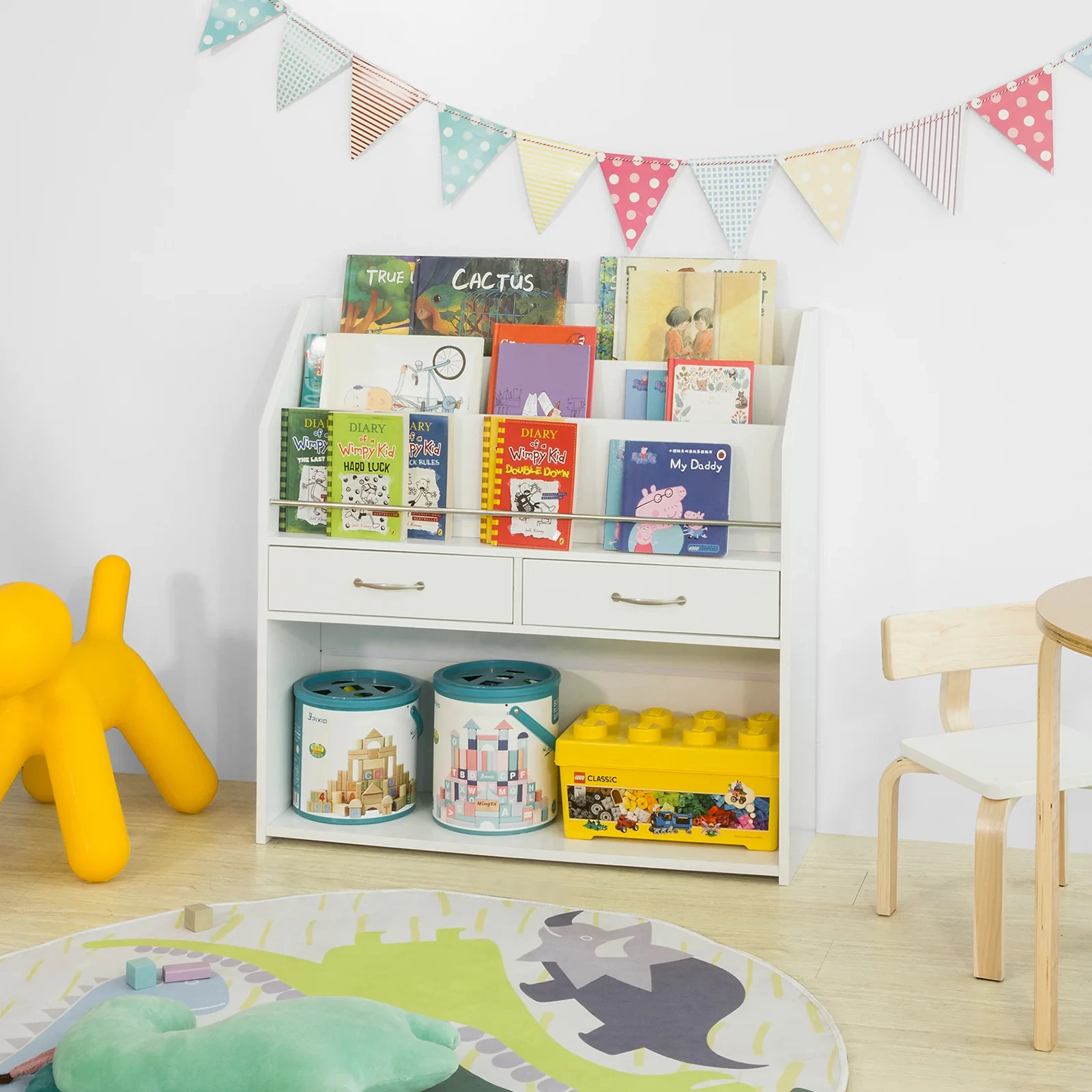Baby Bookshelf Small - Nowoczesny Biały Mały Dziecięcy Regał Montessori