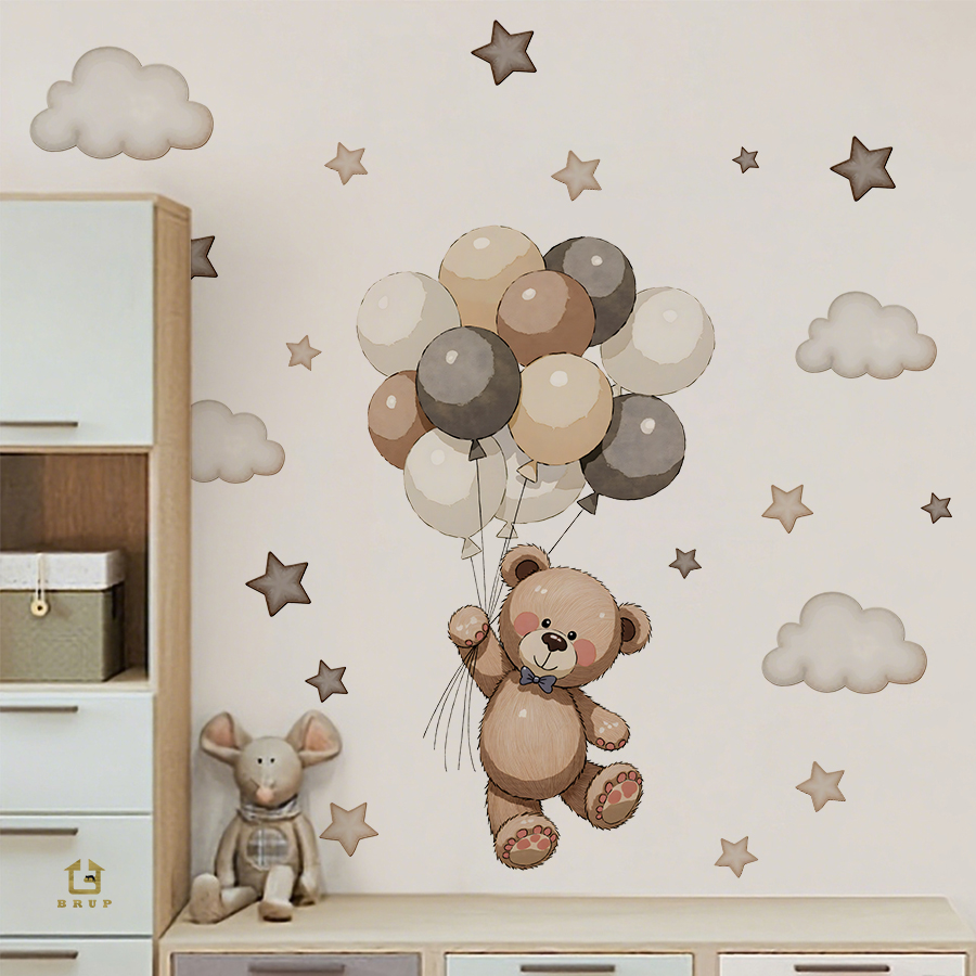 Baby Nursery Things - Urocze naklejki ścienne z misiami, zdejmowalne