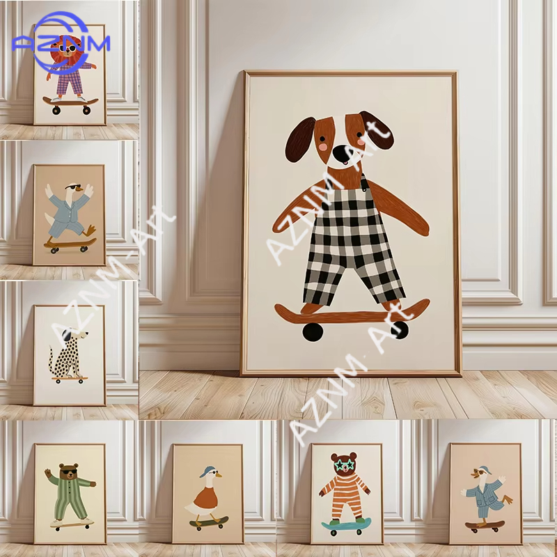 Baby Nursery Things - 1 szt. Zabawny plakat ze zwierzętami