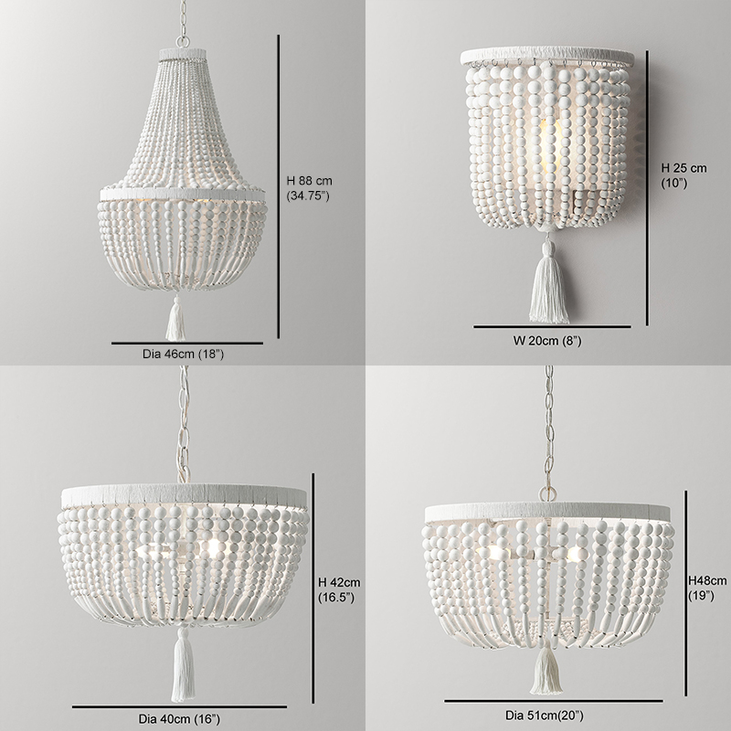 Wyblakły białe drewno koraliki – Baby Nursery Chandelier recenzja i cena