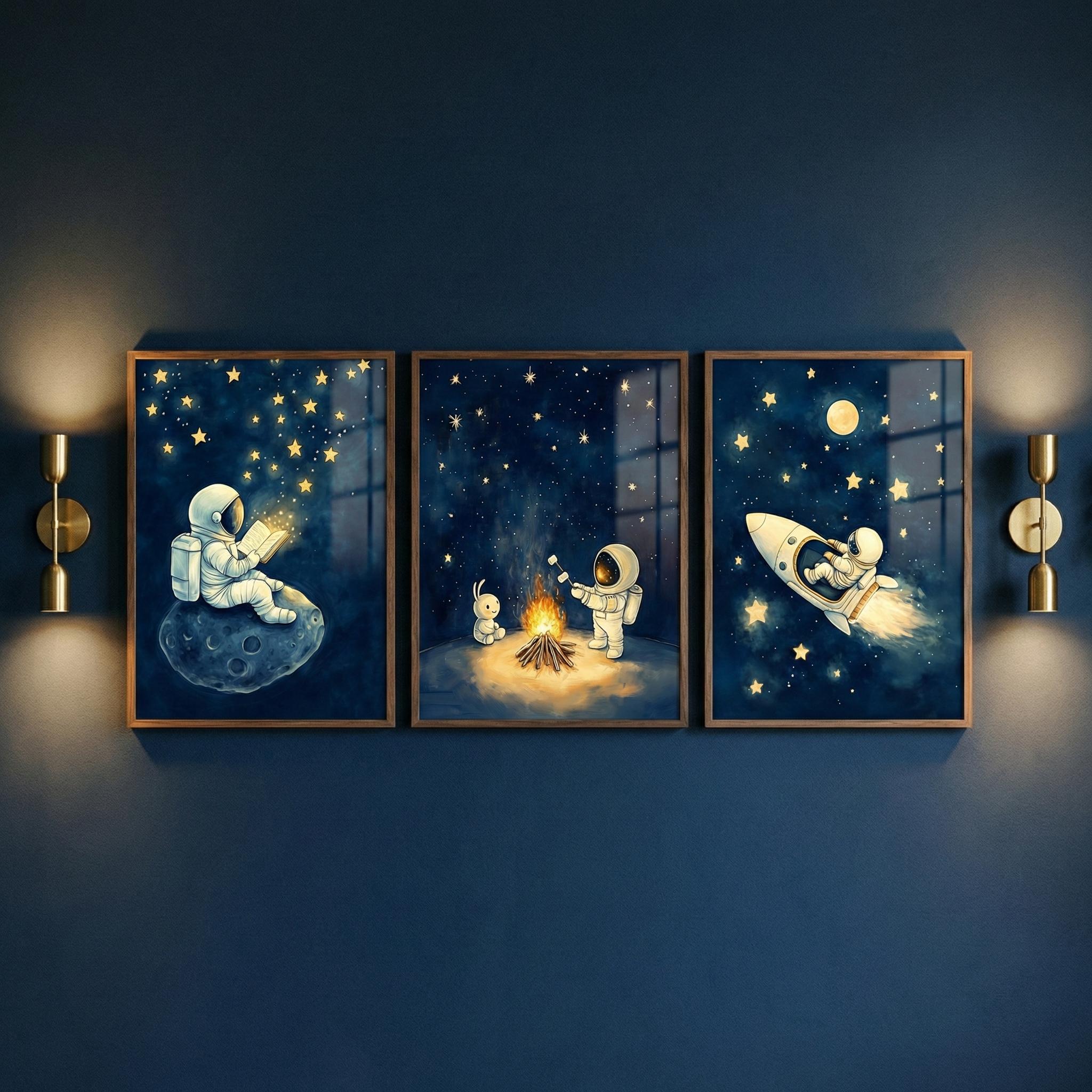 Zestaw 3 obrazków astronautów  – Baby Nursery Frames recenzja i cena