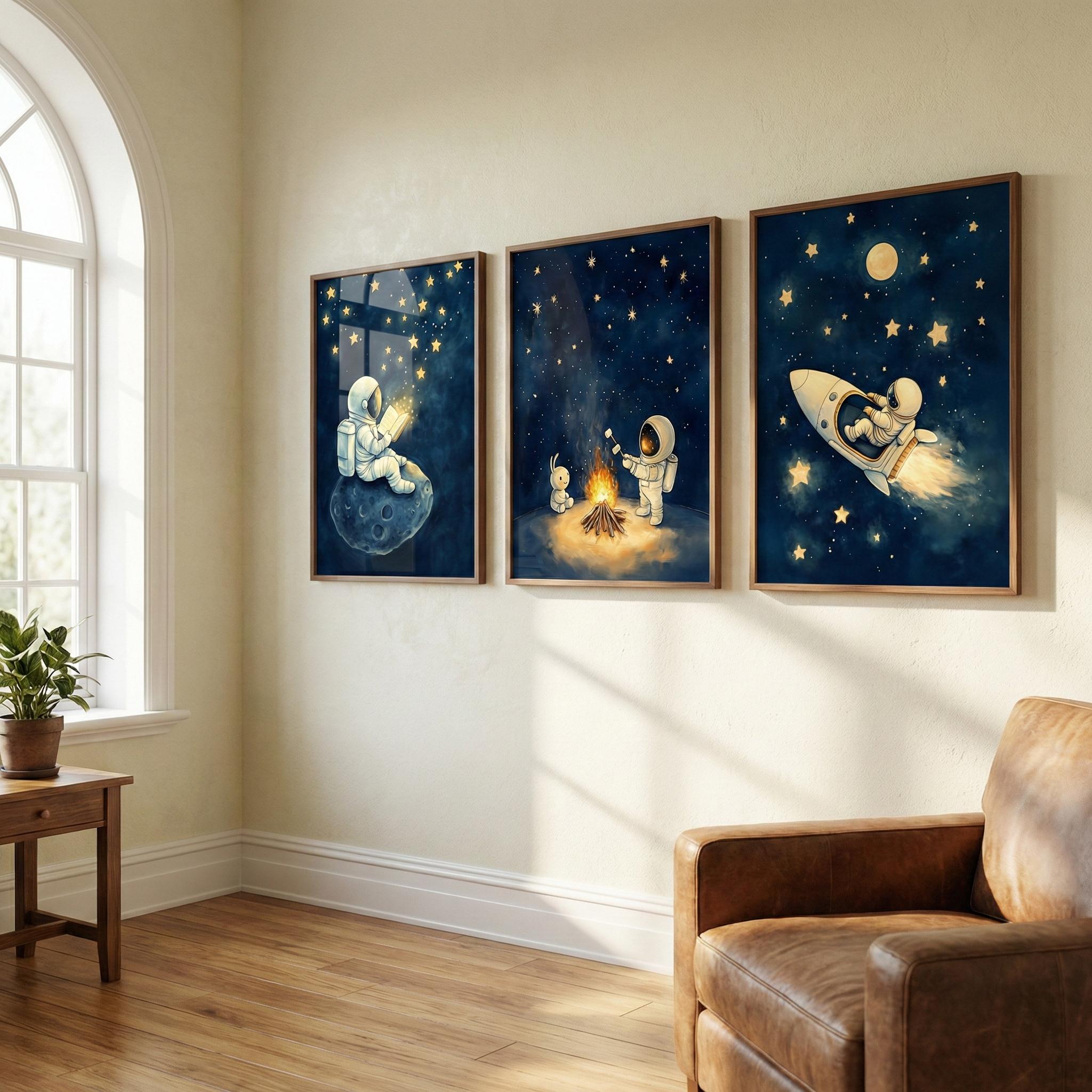 Zestaw 3 obrazków astronautów  – Baby Nursery Frames recenzja i cena